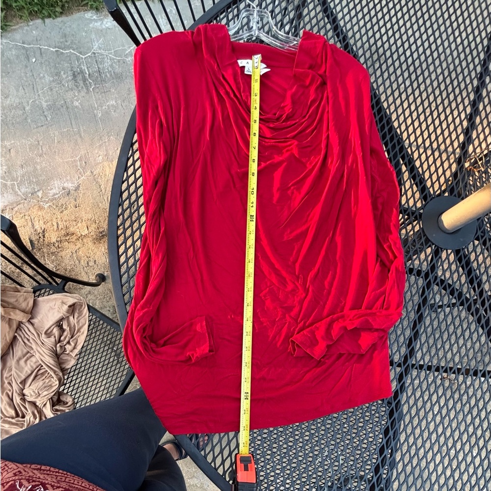 CAbi Red Drape Neck Top